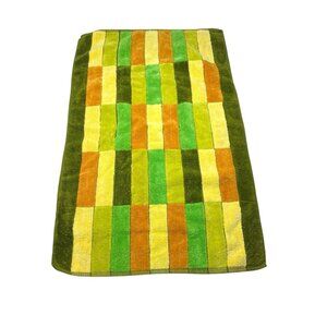 Vintage Sears Roebuck MultiColor Checkered Green Yellow Brown Tones Hand Towel